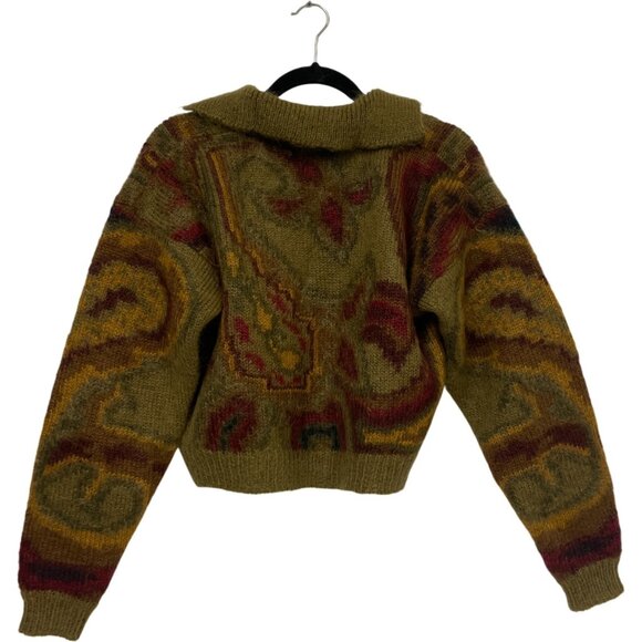 Vintage Linda Allard Ellen Tracy Womens Cardigan Sweater Size M Mohair Green 80s - Picture 2 of 8